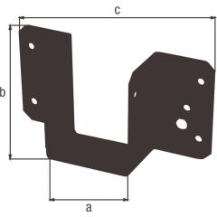 Balkenschuh 51/61 1mm STA verzinkt,schwarz kunststoffbesch.abgerundete Ecken GAH | 10 Stück
