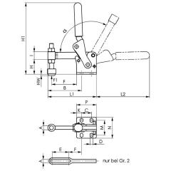Senkrechtspanner Nr.6811P Gr.8 waagrechter Fuß schwer AMF