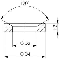 Kegelpfanne DIN 6319D f.Schrauben M10 Bohrungs-D.12mm Kegelwinkel 120Grad AMF