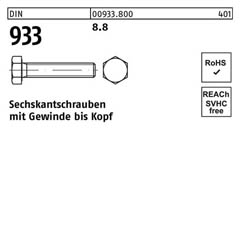 Sechskantschrauben DIN 933 (ISO 4017) | Stahl 8.8 unveredelt - M 30 x 130 | - 1 Stück