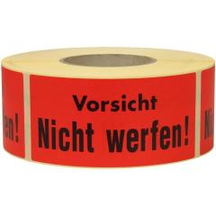Warnetiketten Maße 145x70mm Papier rot Vorsicht Nicht werfen TRANSPAK