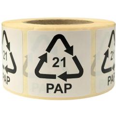 Etiketten f.Italien Maße 35x35mm Haftfolie weiß SK Aufdruck 21 PAP (sonst Pappe) | 2 Stück