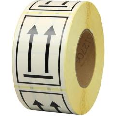 Warnetiketten Maße 75x105mm Papier weiß mit Symbol Oben TRANSPAK