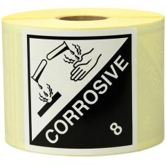 Etiketten Maße 100x100mm Papier weiß/schwarz Aufdruck Corrosive TRANSPAK