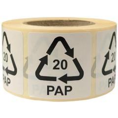 Etiketten f.Italien Maße 35x35mm Haftpapier weiß SK Aufdruck 20 PAP (Wellpappe) | 2 Stück