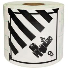 Etiketten Maße 100x100mm PE-Folie Motiv Batterien Kl. 9A TRANSPAK