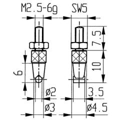 Messeins.D.2mm horiz.Zyl.M2,5 STA z.Messuhren KÄFER