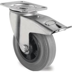 Lenkrolle m.Festst.D.100mm Trgf.75kg m.Platte Rollenlager VG grau TECWERK