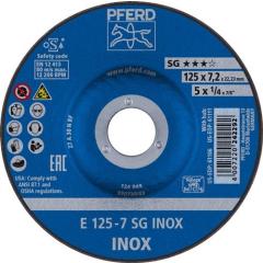 Schruppscheibe SG INOX D125xS7,2mm gekr.INOX Bohr.22,23mm PFERD | 10 Stück