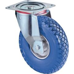 Lenkrolle D.260mm Trgf.160kg m.Platte Radkörper STA PU blau BS ROLLEN