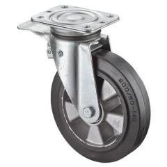 Schwerlastlenkrolle D.125mm Trgf.220kg Totalfesteller Elastikgummi 138x110mm