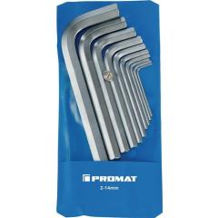 Winkelschraubendrehersatz 10-tlg.Ku.-Tasche SW 2-14mm kurz S2-Stahl TECWERK