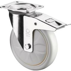 Lenkrolle m.Festst.D.150mm Trgf.600kg m.Festst.Ku.138x110mm weiß BS ROLLEN