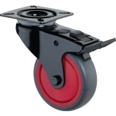 Lenkrolle m.Festst.D.50mm Trgf.50kg m.Platte m.Festst.Gum.grau BS ROLLEN