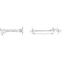Maulringratschenschlüssel OPEN-RATCH 17 SW 22mm L.285mm umschaltbar,Rings.15Grad
