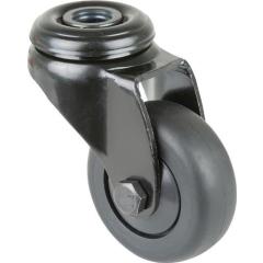 Lenkrolle D.50mm Trgf.50kg m.Rückenloch Ku.Kugell.Gum.schwarz BS ROLLEN