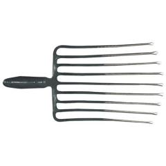 Steingabel 9,Zinken-L.330mm m.Federdülle,o.Stiel Stahl,rot-silber lack.KRUMPHOLZ