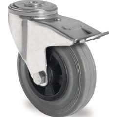 Lenkrolle m.Festst.D.125mm Trgf.100kg m.Rückenloch Rollenlager VG grau TECWERK