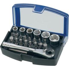 Bit-/Steckschlüsselset 24-tlg.Schlitz/PH/PZD/T/Knarre/6 Nüsse TECWERK