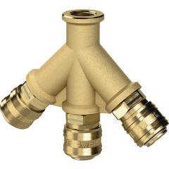 Verteiler Gew.G 3/8 Zoll/15,39mm IG,3 Kupplungen DN 7,2 TECWERK