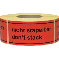 Hinweisetikett Nicht stapelbar L.145 mm,B.70mm rot 1000 St./Rolle TRANSPAK