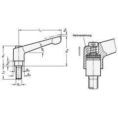Verstellbarer Klemmhebel GN 300.1 d1 M 10mm l1 78mm IG GANTER