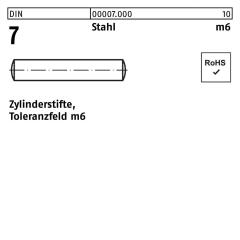 DIN 7, Zylinderstifte 1 x 4, Toleranzfeld m6, Stahl - 1000 Stück
