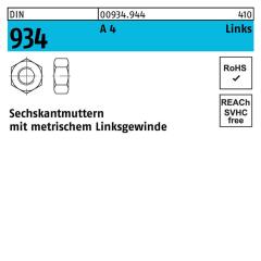 DIN 934, Sechskantmuttern mit metrischem Linksgewinde, Edelstahl A 4 | 70, M 30 | 10 Stück