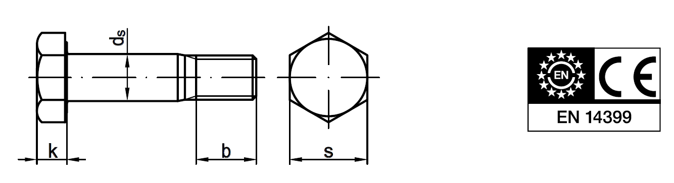 EN 14399-8 | Stahl 10.9 feuerverzinkt | M 27 x 80 mm