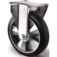 Schwerlastbockrolle D.200mm Trgf.500kg Elastikgummi Bau-H.245mm TECWERK