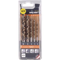 Holzspiralbohrersatz TIMBER TWIST 5-tlg. - Ø 4,5,6,8,10 mm ALPEN