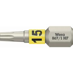 Bit 867 TORX® HF 1/4 Zoll TX 15 | Länge 25 mm | m.Farbleitsystem WERA | 10 Stück