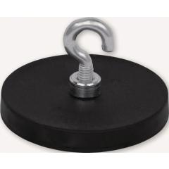 Neodymmagnet D.43mm gummierter Magnet,m.Hak.D.6,4mm 5St./Karton EICHNER