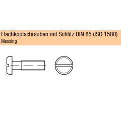 DIN 85, Flachkopfschrauben mit Schlitz M 4 x 25, Messing | 200 Stück