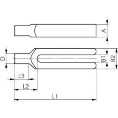 Gabelspanneisen DIN 6315C Schlitz-B.11mm L.125mm f.Spannschraube M10 AMF