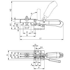Waagrechtspanner Nr.6830S Gr.4 waagrechter Fuß Sicherheitsverriegelung AMF