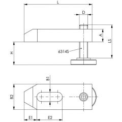 Spanneisen Nr.6314V f.T-Nut 28mm Spann-H.30-130mm Spannschraube M24x28x250mm AMF