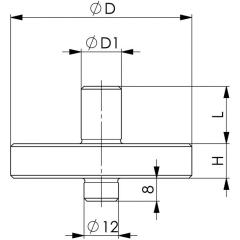 Schraubbockaufsatz Nr.6443 Einsteckzapfen-D.12mm Fixierzapfen AD 63mm AMF