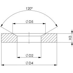 Kegelpfanne DIN 6319G f.Schrauben M36 Bohrungs-D.42mm Kegelwinkel 120Grad AMF