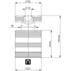 Schraubbock Nr.6400M Gr.62 m.flacher Auflage u.Magnetfuß H.52-62mm AMF