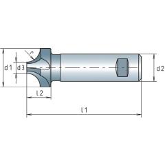 Viertelkreisprofilfräser DIN 6518B Typ N, R.4 mm Ø 14 mm HSS-Co Weldon